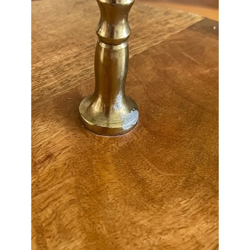 Vtg Pewter Stag Deer & Solid Wood Serving Pedestal Cupcake Platter Cake Dessert
